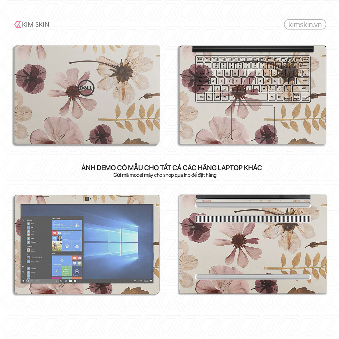 Hlh 017 Dán decal Laptop hoa lá Hlh 017